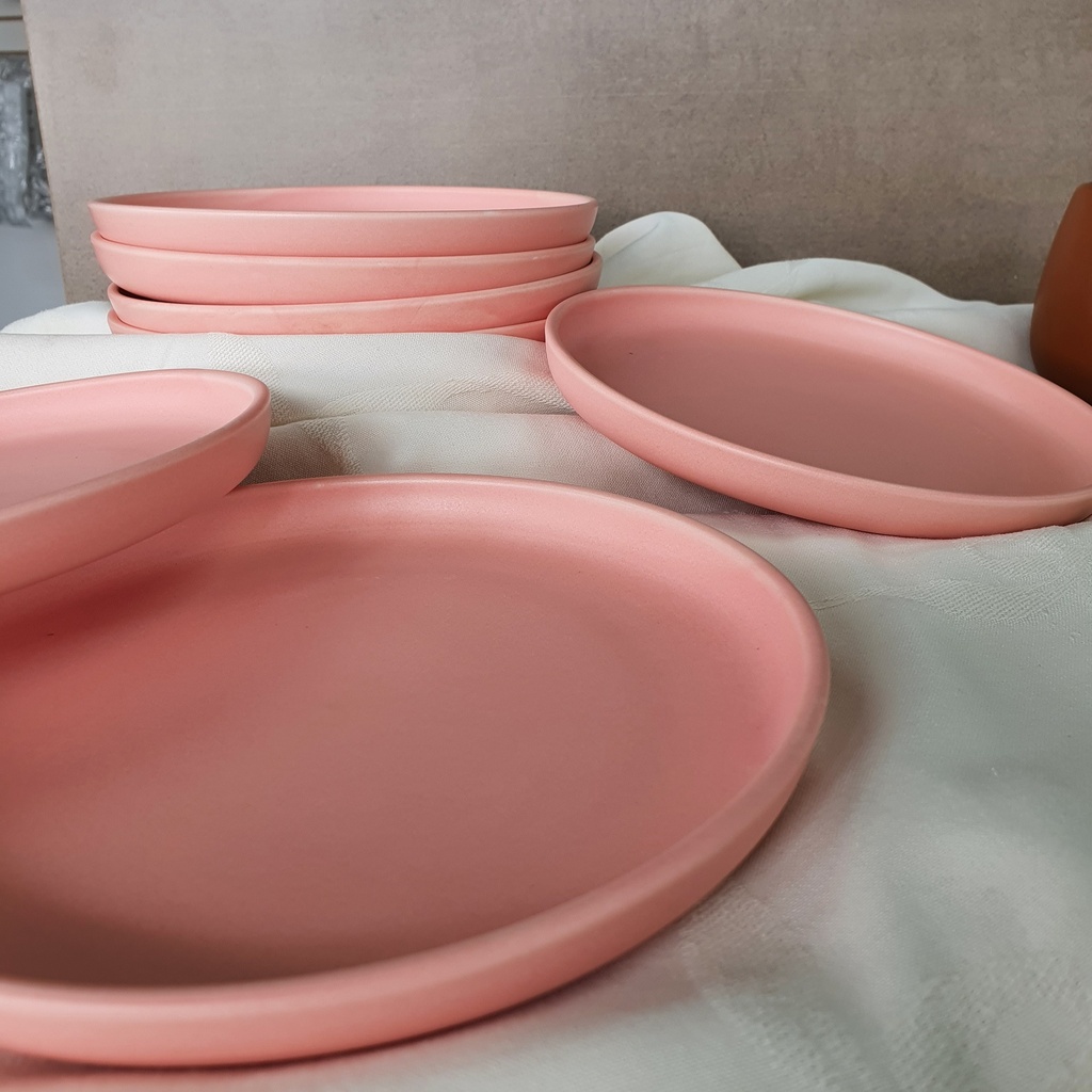 PLATO PORCELANA REDONDO 19CM ROSADO