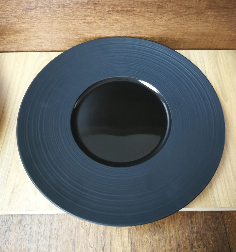 PLATO PORCELANA REDONDO NEGRO 31*3CM